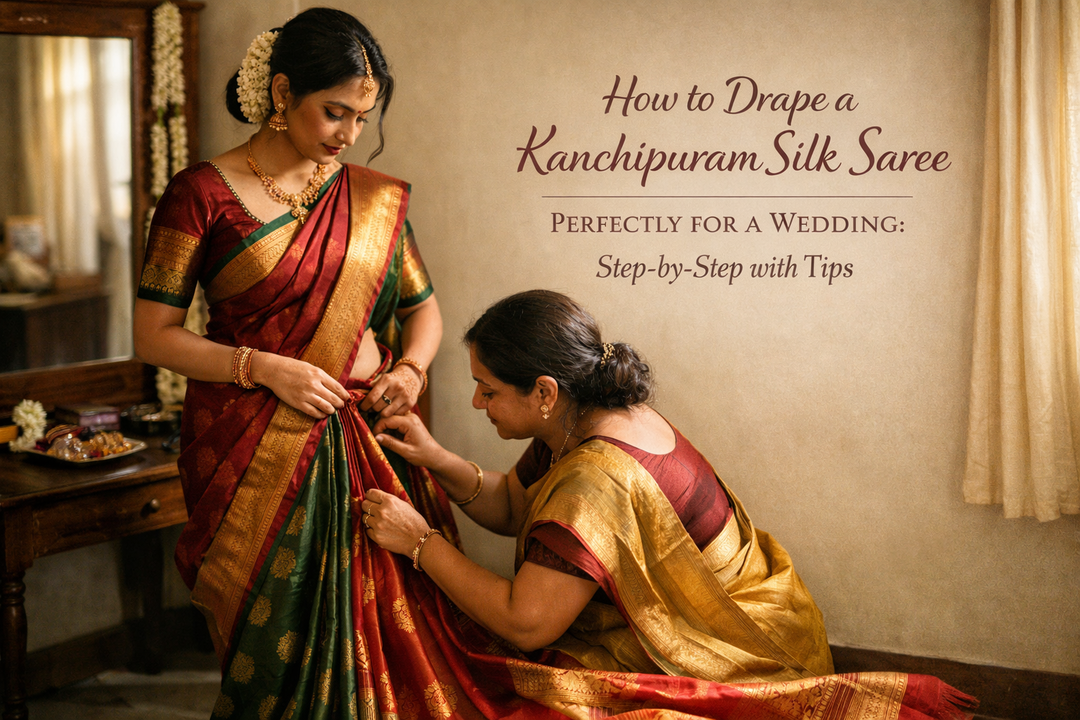 How to Drape a Kanchipuram Saree Silk Perfectly for a Wedding: Step-by-Step with Tips