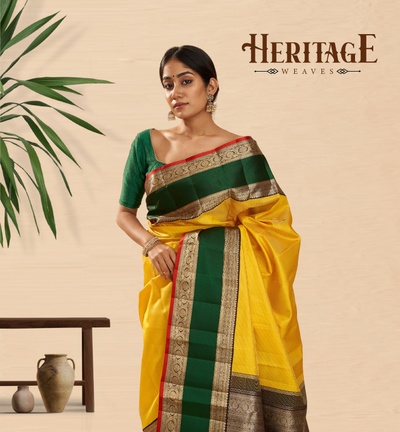 Clio Silks pays homage to the master weavers of kanjivaram silks with the finely crafted heritage weaves collection. This creative exchange brings to life vintage designs fusing traditional colours with an element of luxury.