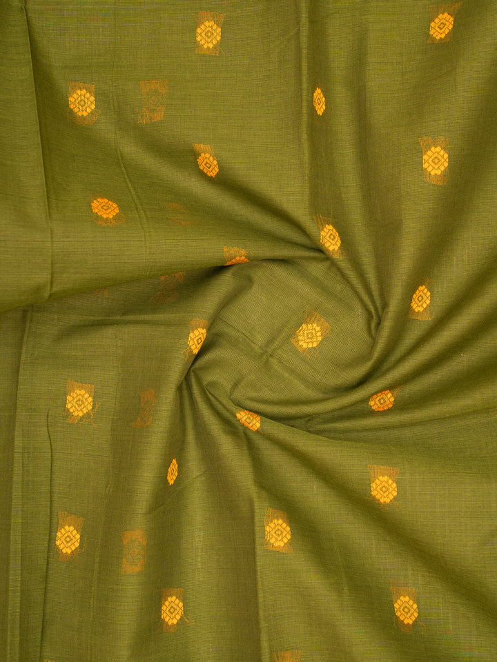 Mehendi Green Pure Kanchi Cotton Saree - Clio Silks