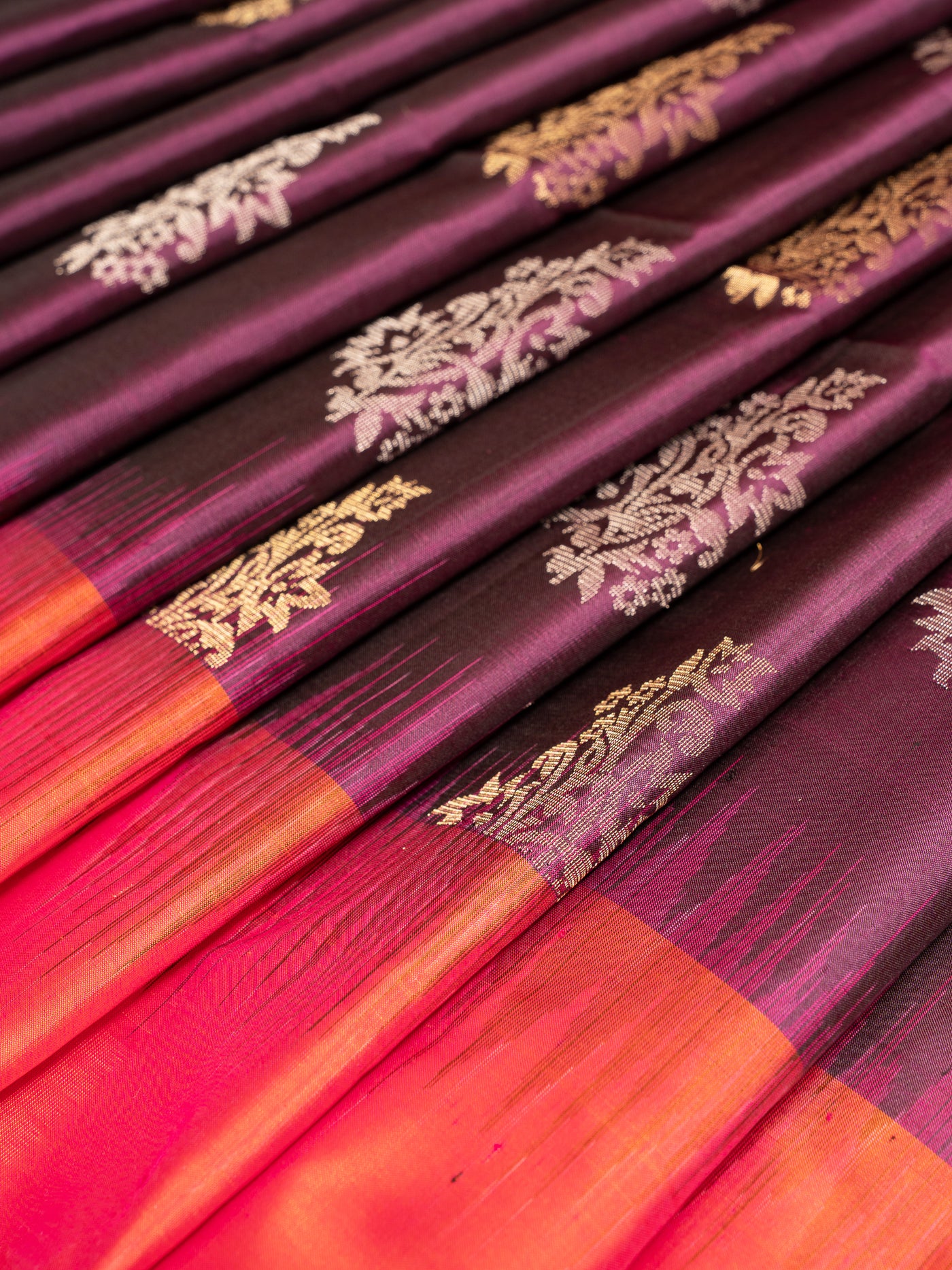 Jamun Purple and Peach Soft Silk Saree