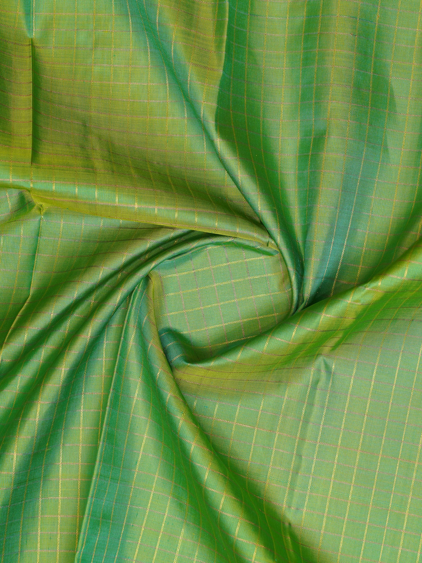 Jade Green and Purple Pure Zari Checks Kanjivaram Silk Saree