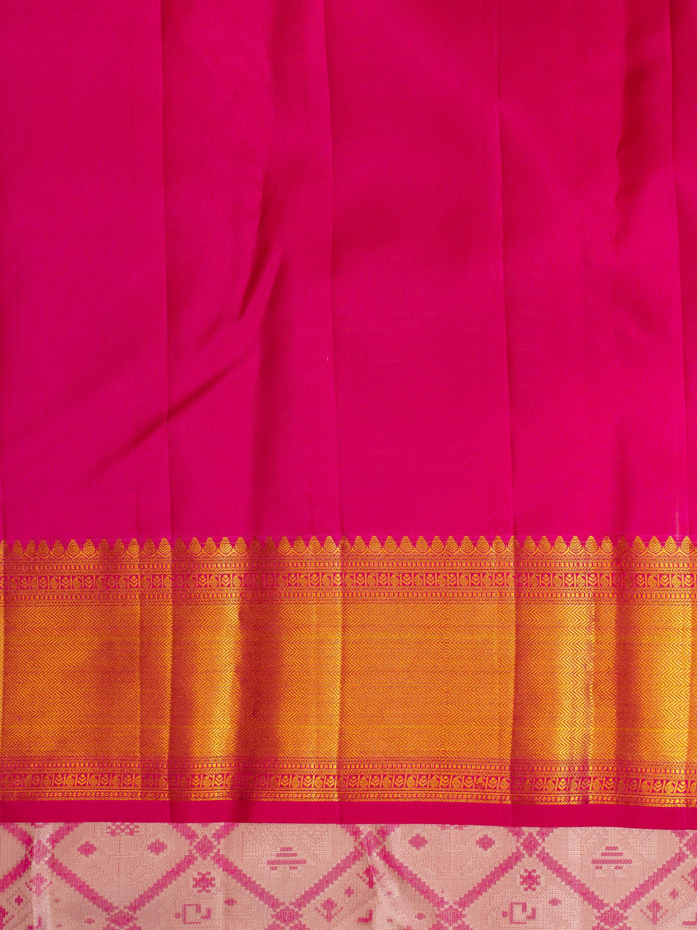 Cream and pink Ikat Woven Pure Kanchipuram Silk Saree