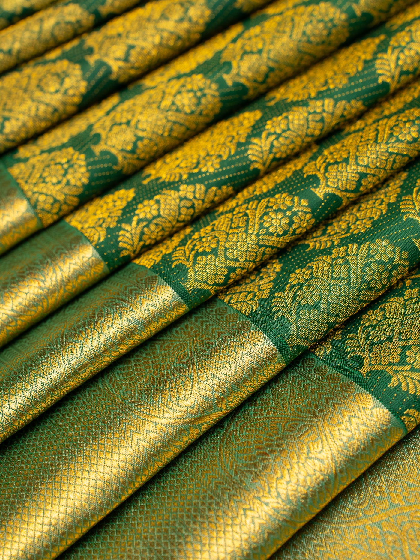 Emerald Green Brocade Pure Kanjivaram Silk Saree