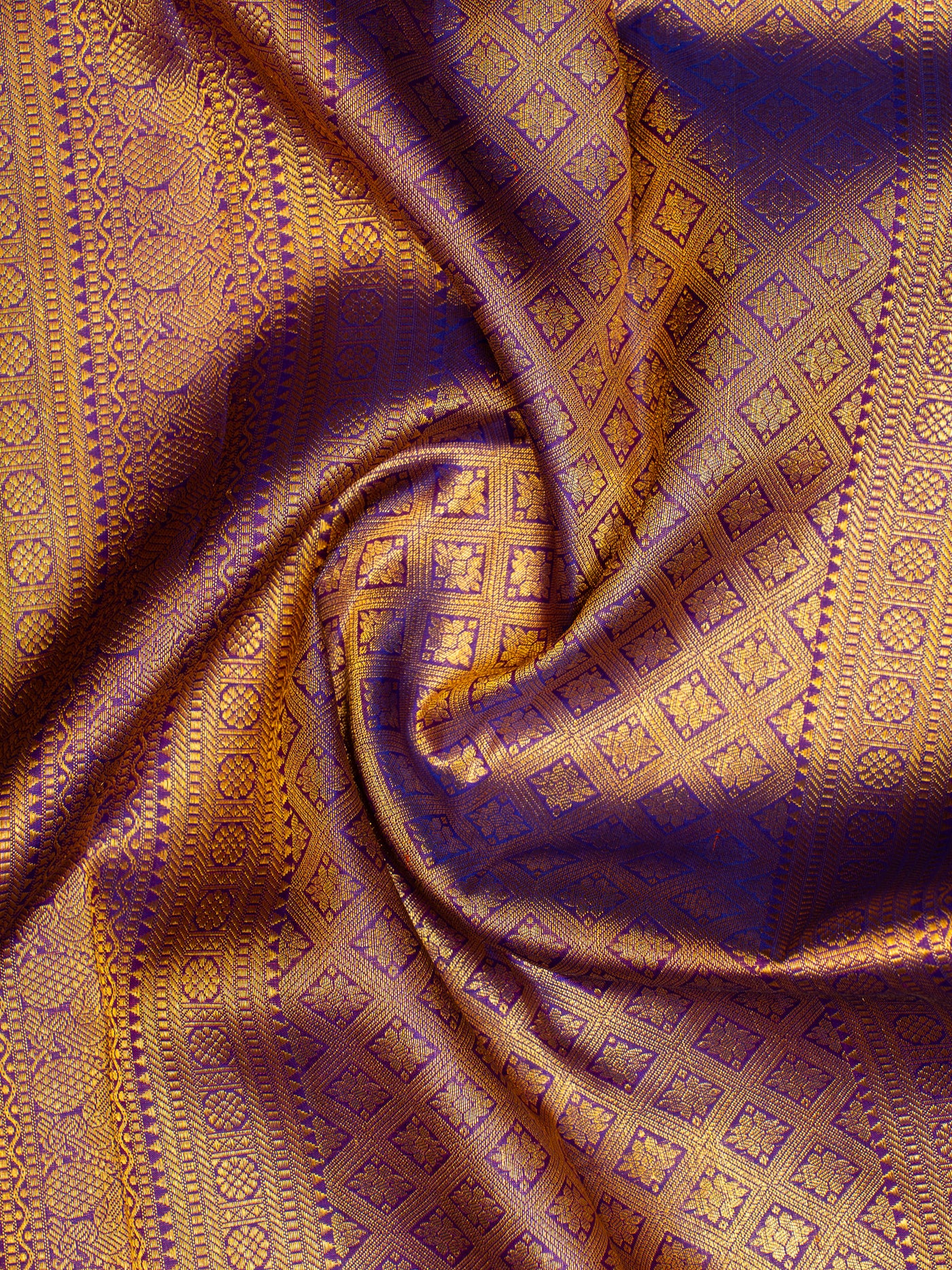 Purple and Magenta Pure Brocade Kanjivaram Silk Saree