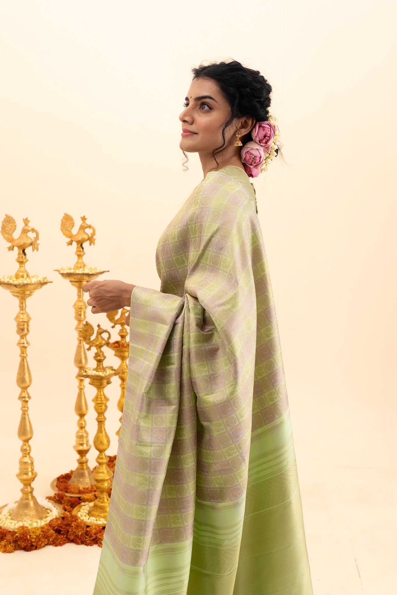 Mint Green Brocade Pure Kanchipuram Silk Saree