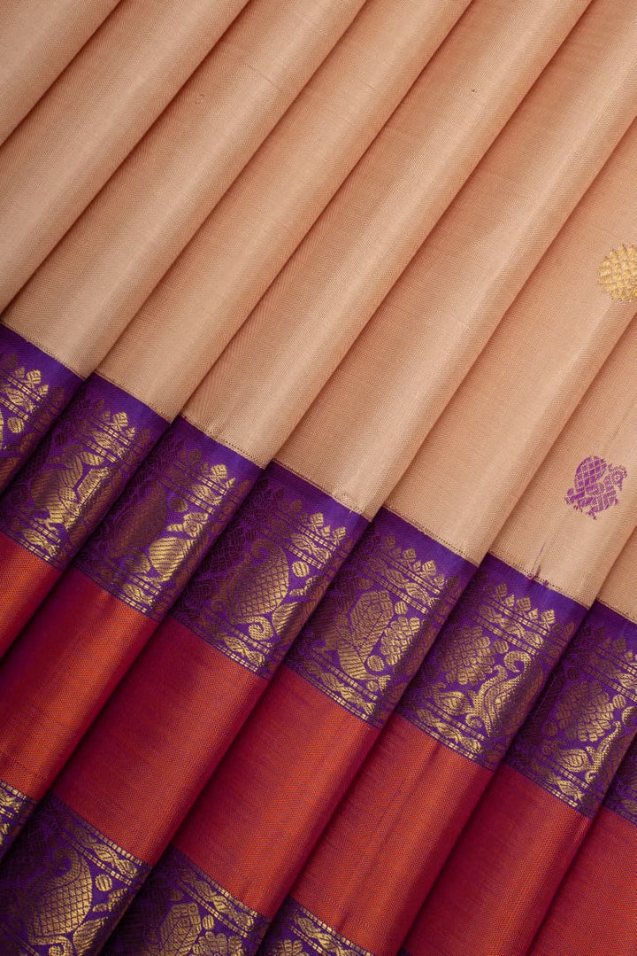 Beige Traditional Pure Kanchipuram Silk Saree