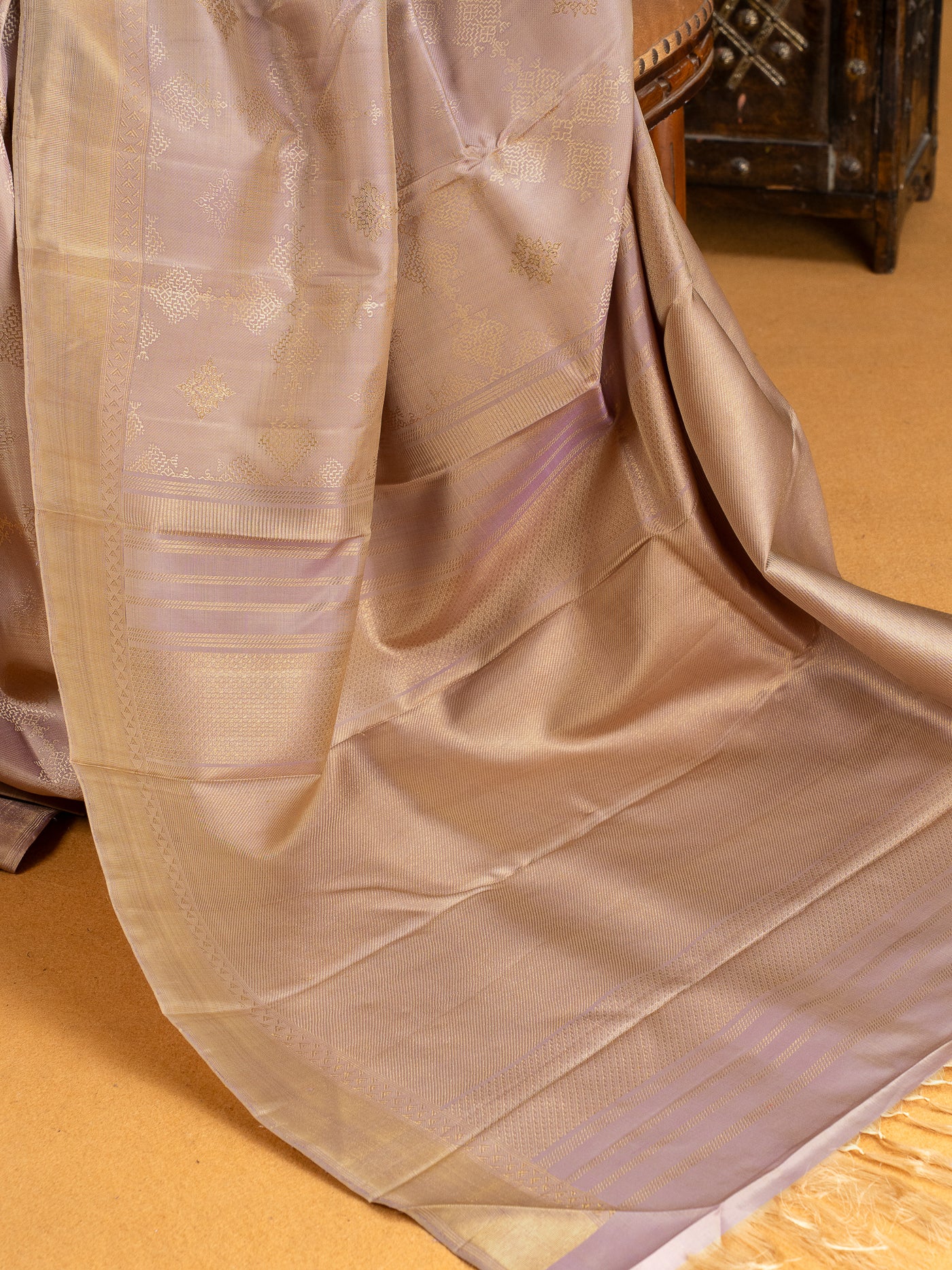 Mauve Pure Zari Kasuti Kanchipuram Silk Saree