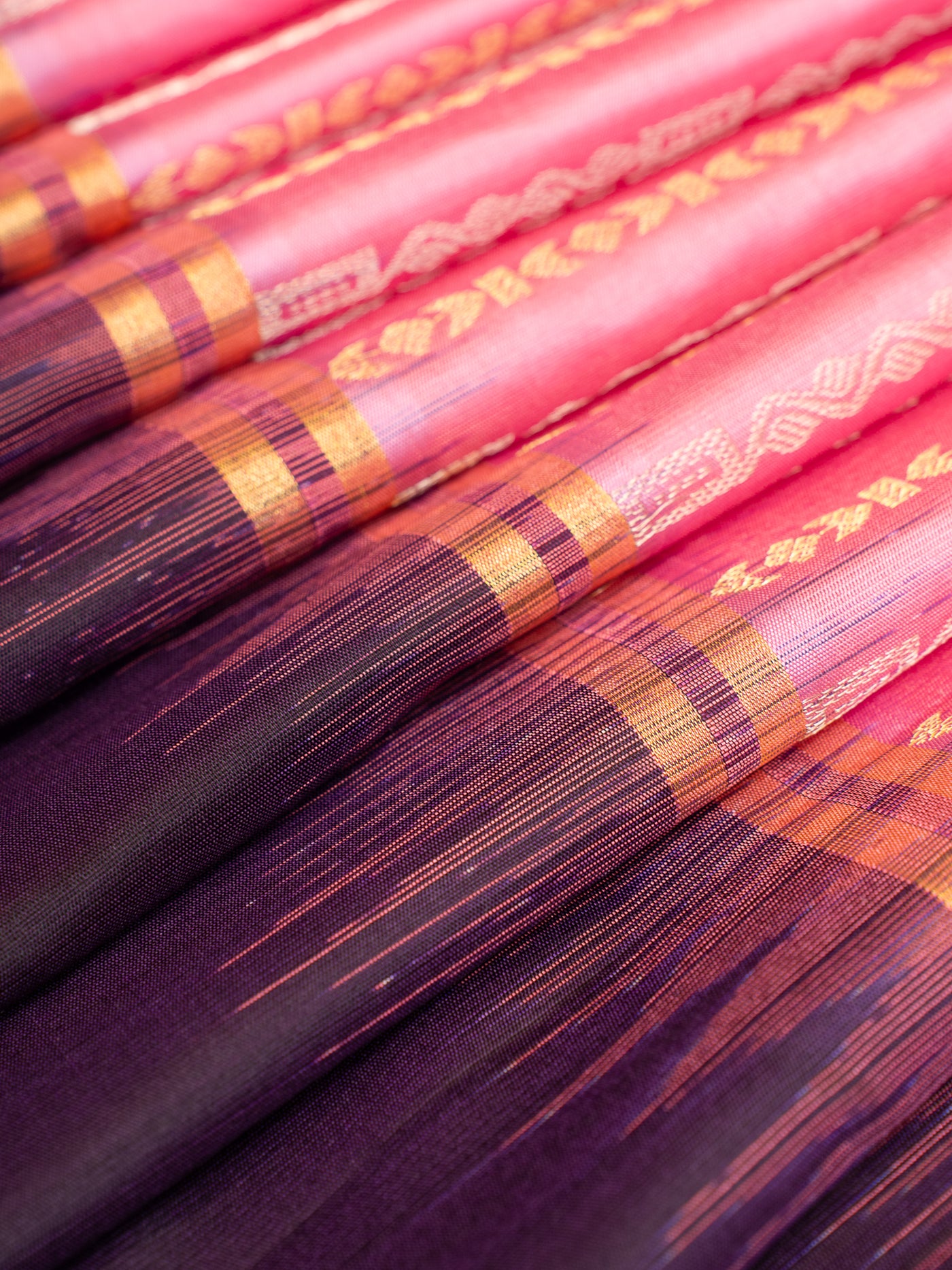 Pink and Jamun Stripes Pure Soft Silk Saree