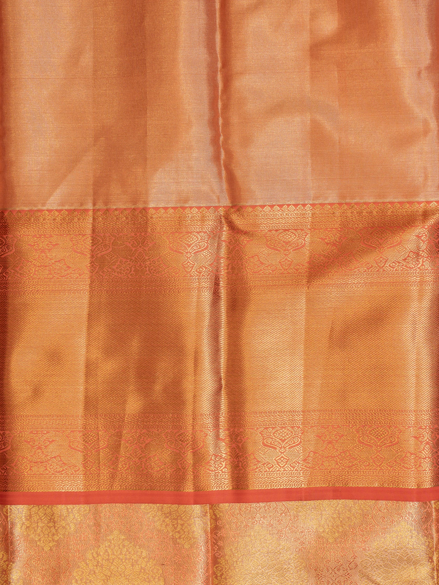 Pastel peach and gold pure tissue Kanchipuram silk saree