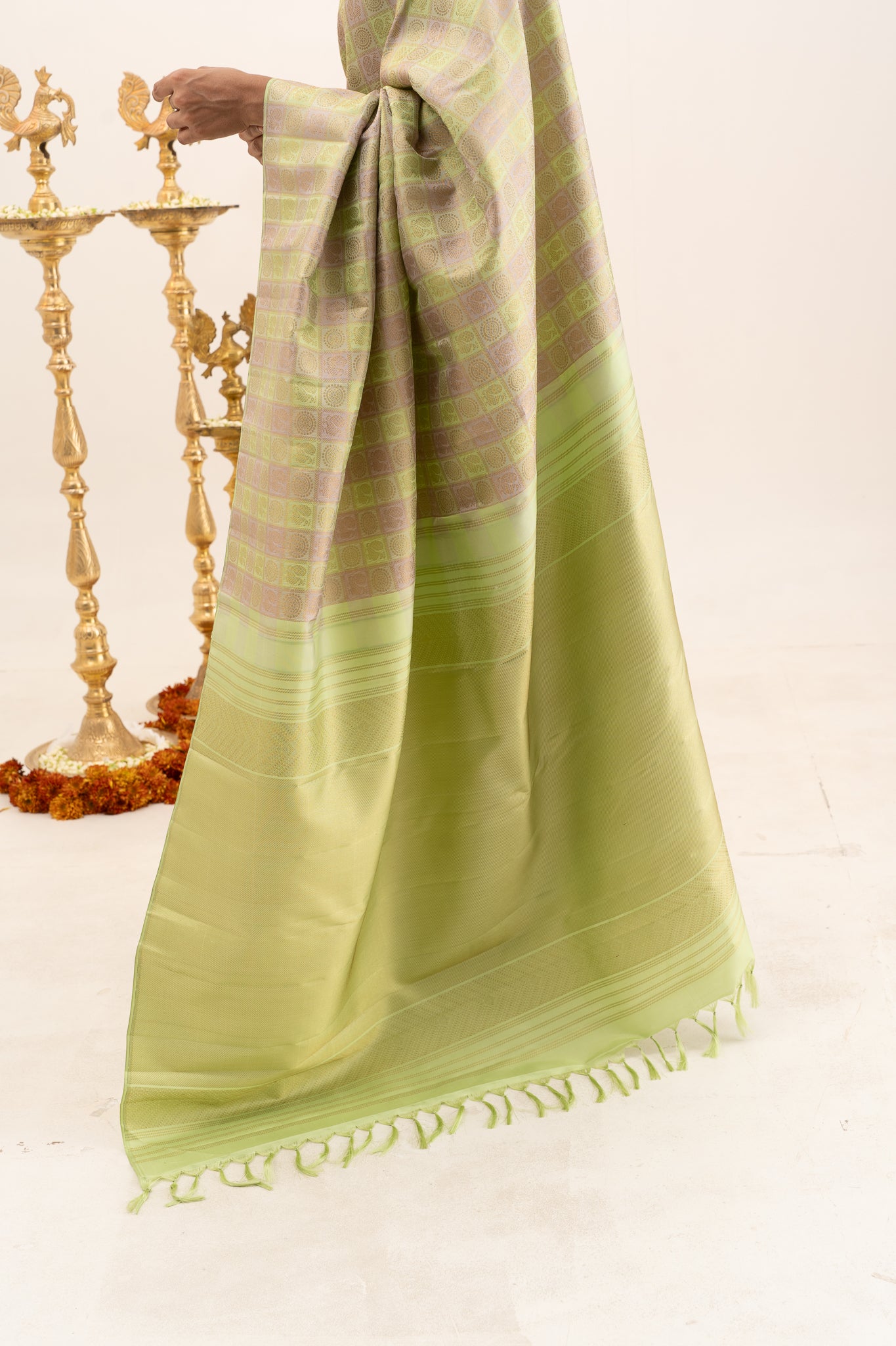 Mint Green Brocade Pure Kanchipuram Silk Saree