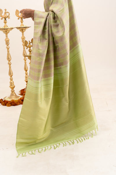 Mint Green Brocade Pure Kanchipuram Silk Saree