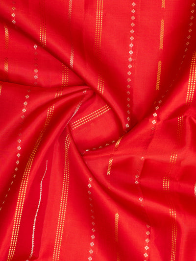 Red Ornate Zari Stripes Pure Soft Silk Saree