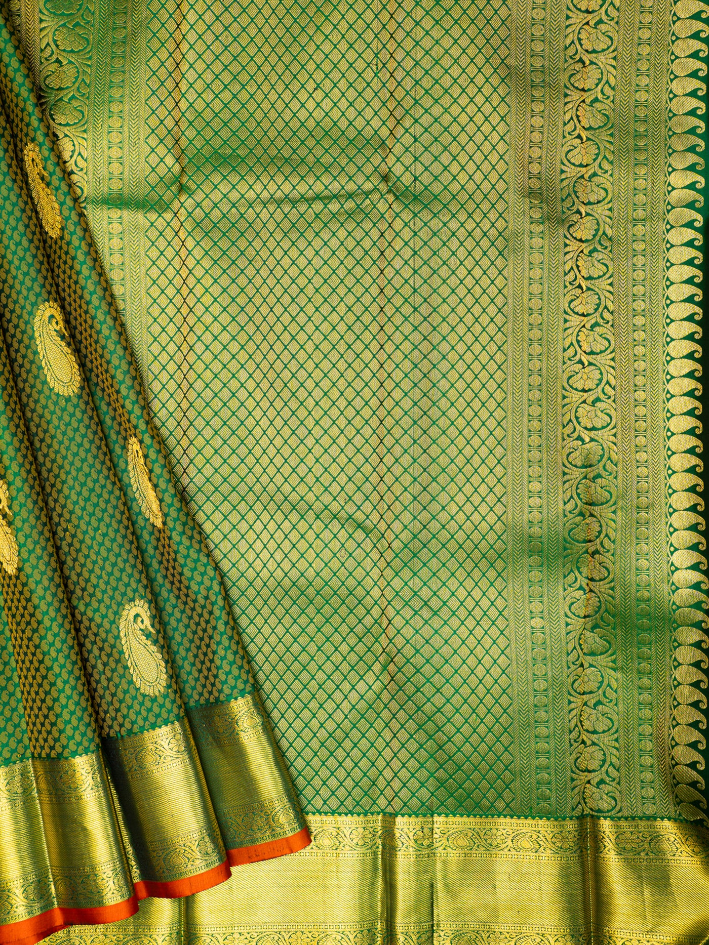 Green Jacquard Pure Kanchipuram Silk Saree - Clio Silks