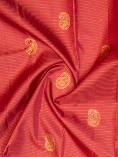 Raspberry pink borderless pure Kanchipuram silk saree