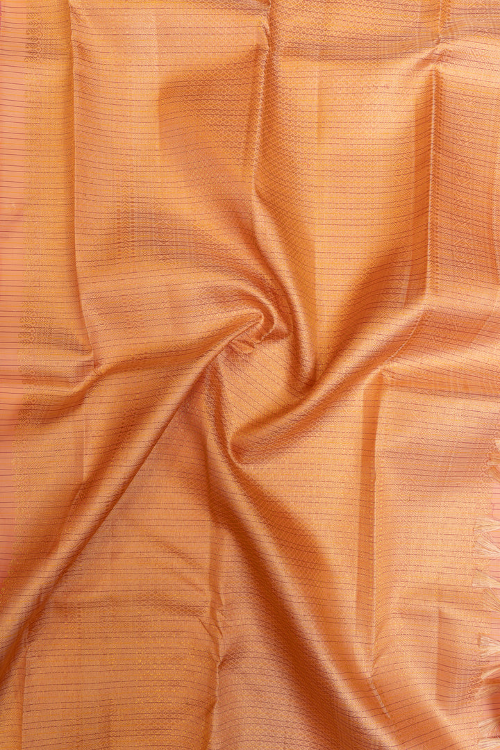 Magenta Pink stripes pure Kanchipuram silk saree