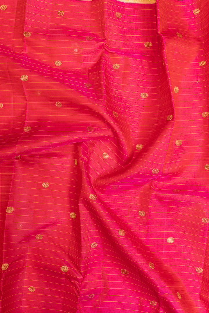 Magenta Pink stripes pure Kanchipuram silk saree
