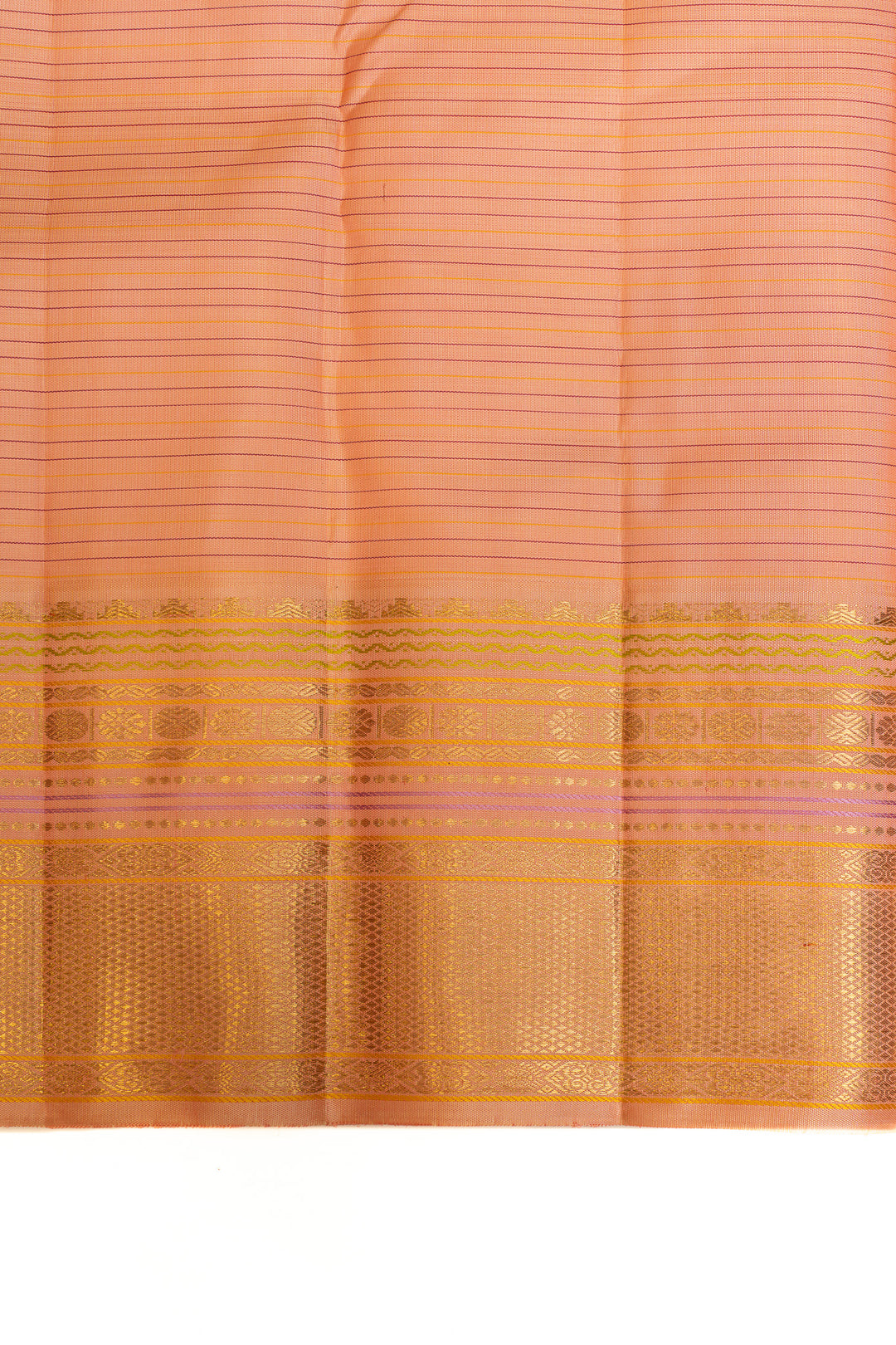 Magenta Pink stripes pure Kanchipuram silk saree