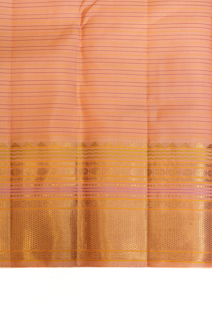 Magenta Pink stripes pure Kanchipuram silk saree