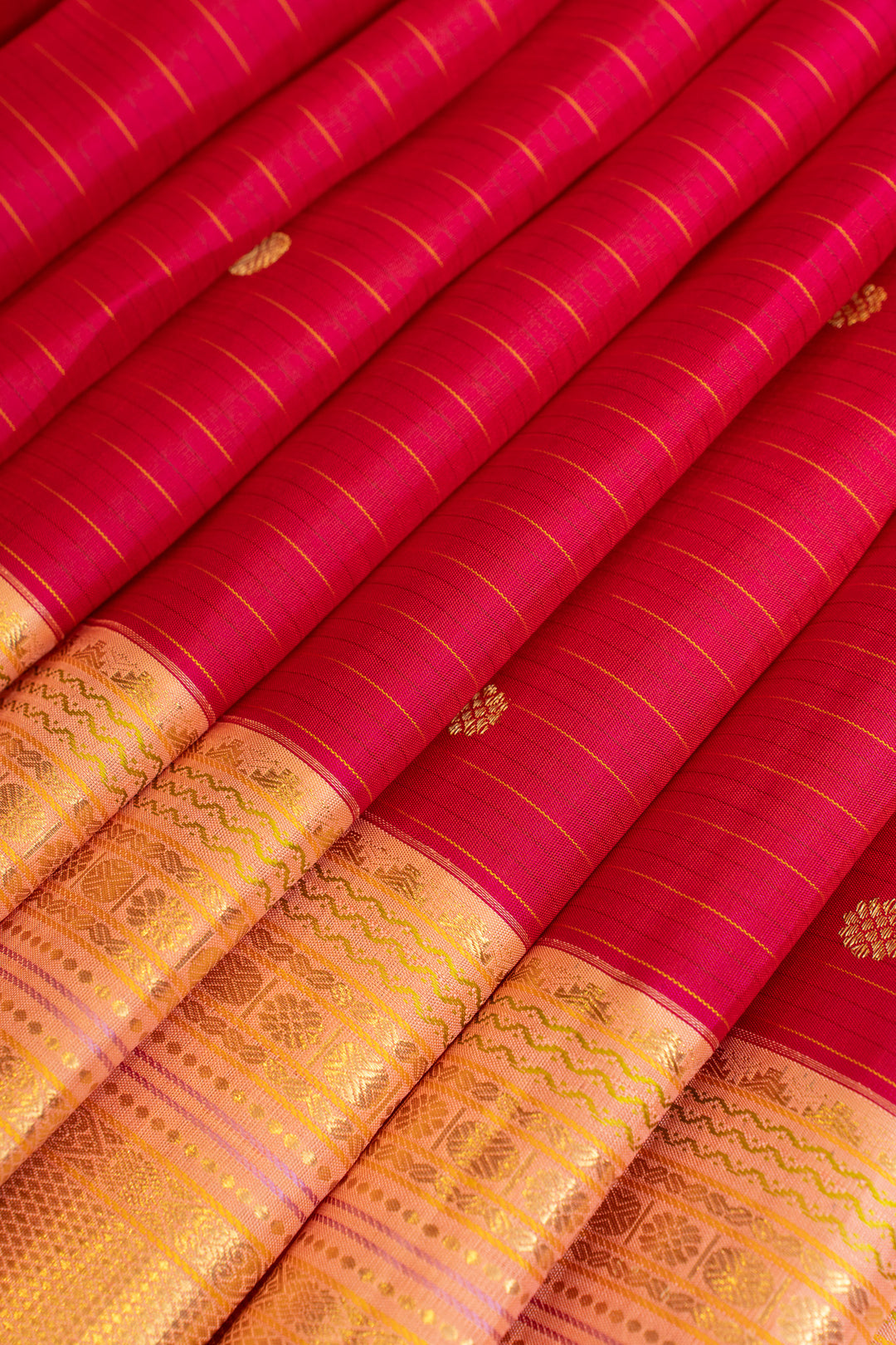 Magenta Pink stripes pure Kanchipuram silk saree