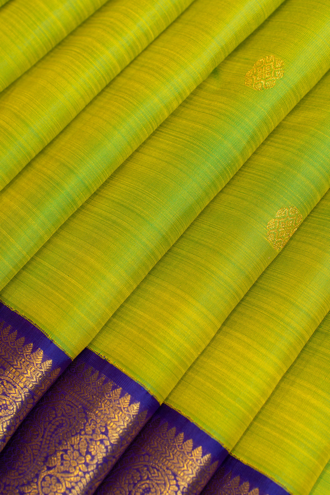 Sampanga green and blue pure Kanchipuram silk saree