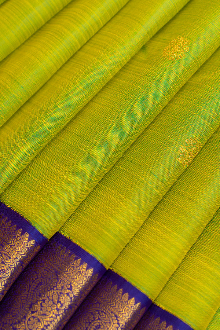 Sampanga green and blue pure Kanchipuram silk saree