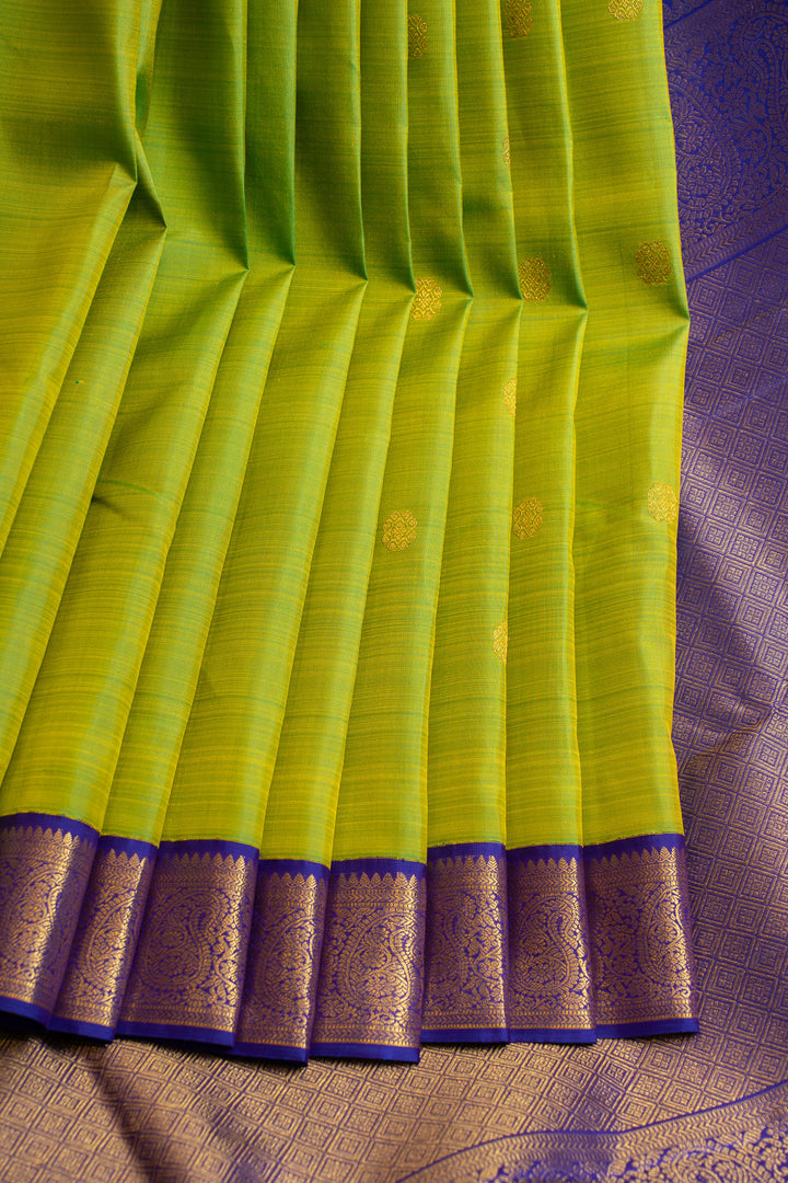 Sampanga green and blue pure Kanchipuram silk saree