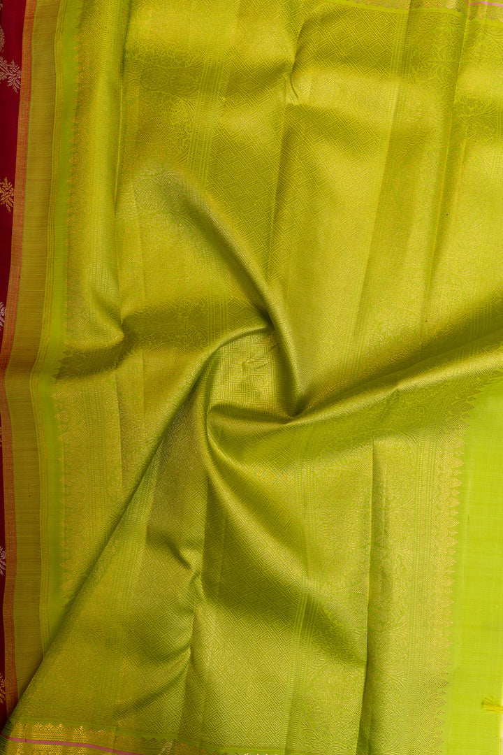 Maroon and green kodivisiripure Kanchipuram silk saree