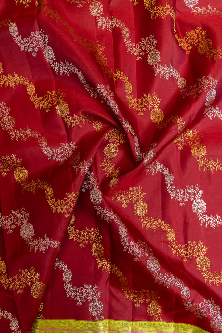 Maroon and green kodivisiripure Kanchipuram silk saree