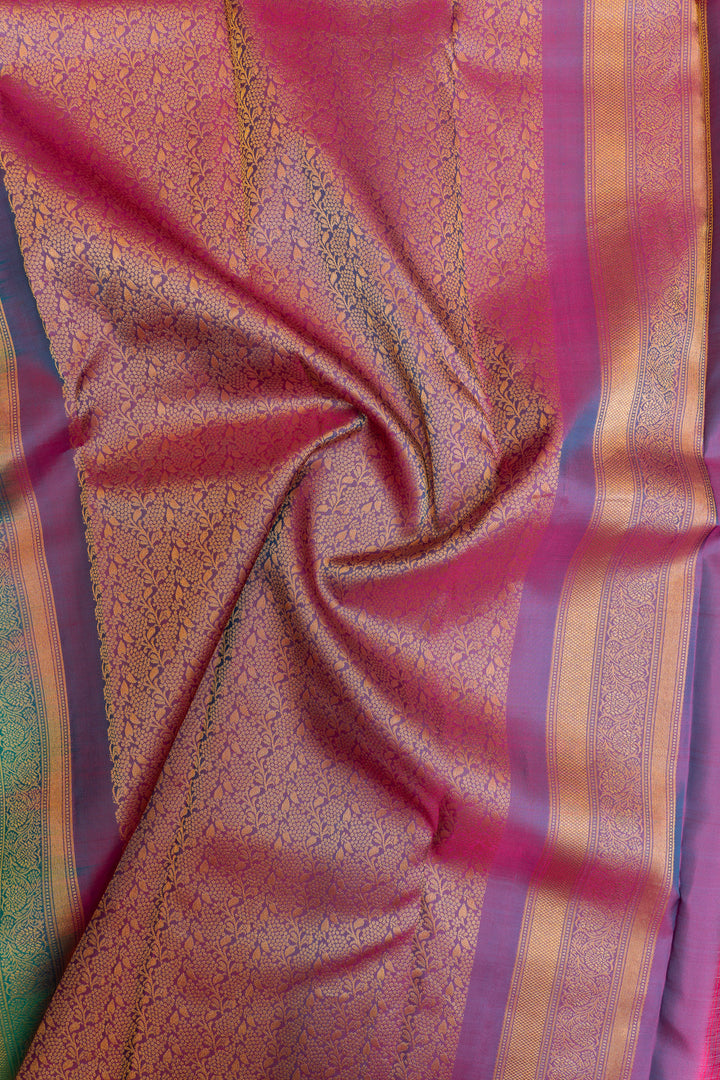 Peacock blue traditional pure Kanchipuram silk saree