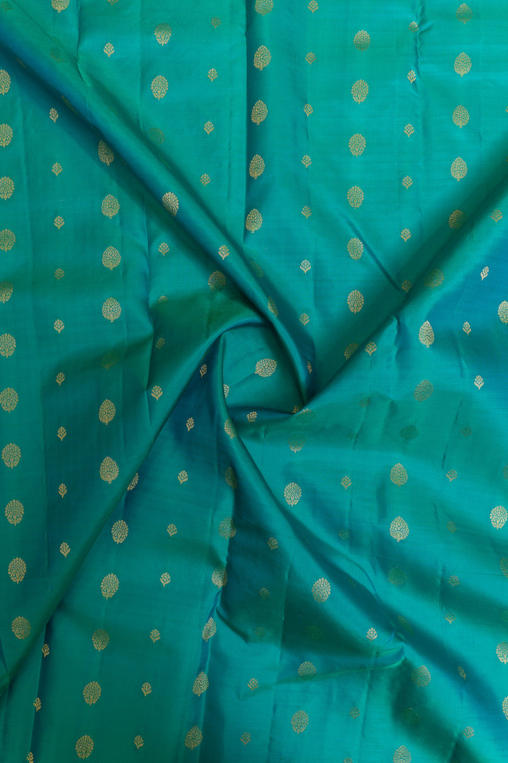 Peacock blue traditional pure Kanchipuram silk saree