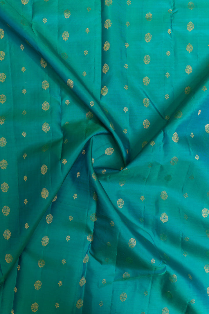 Peacock blue traditional pure Kanchipuram silk saree