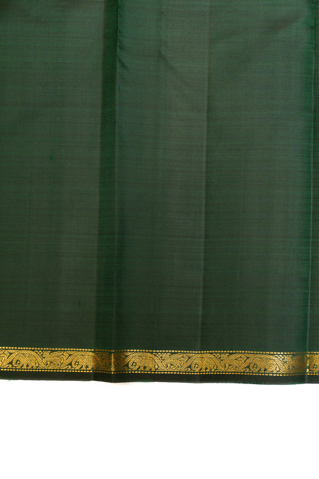 Bottle green small border pure Kanchipuram silk saree