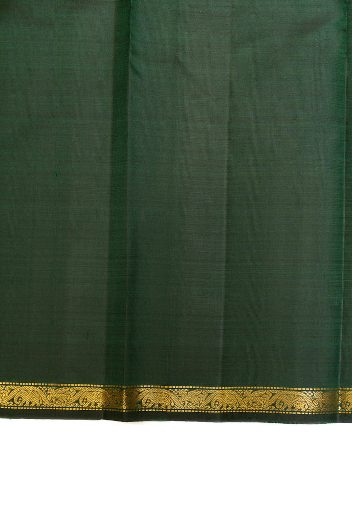 Bottle green small border pure Kanchipuram silk saree