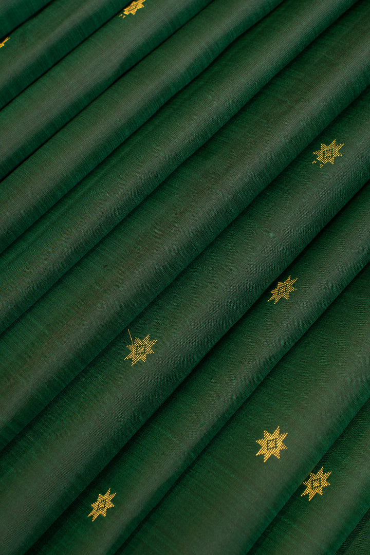 Bottle green small border pure Kanchipuram silk saree