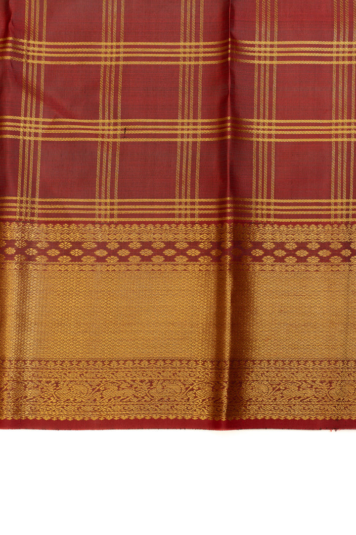 Bottle green and maroon pure Kanchipuram silk saree