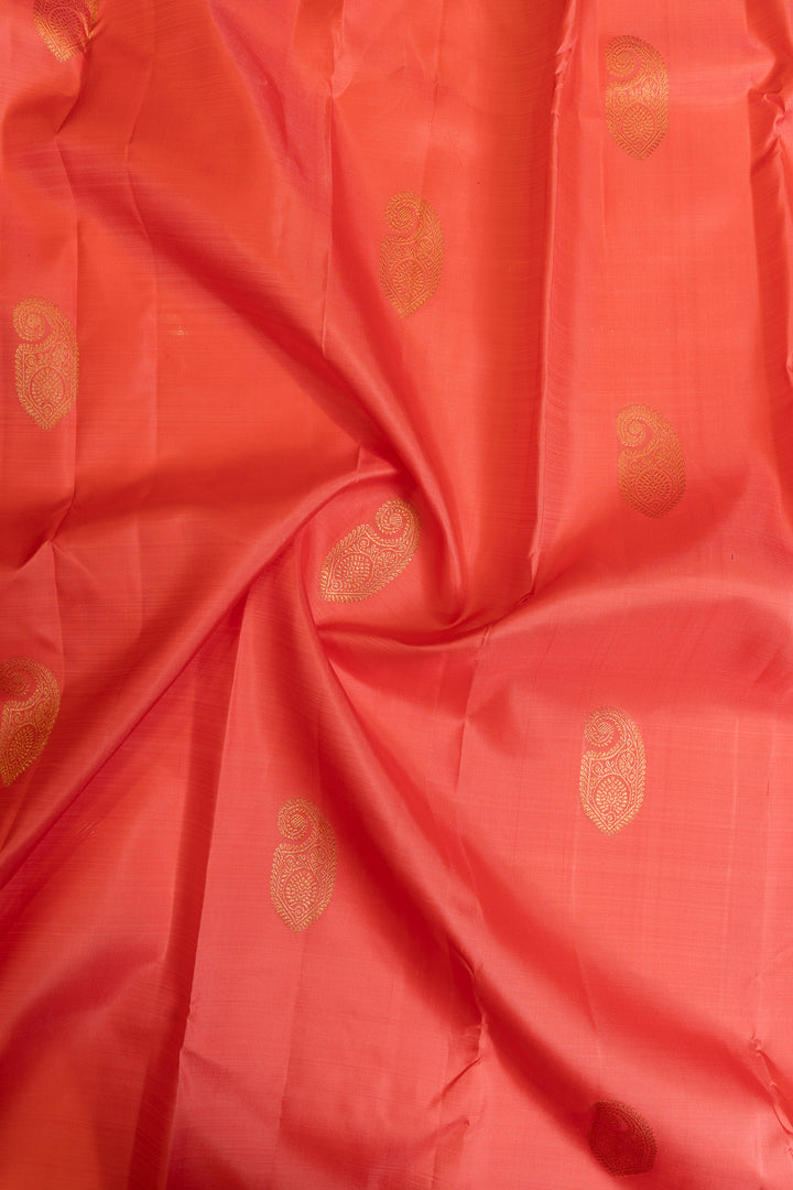 Pink and brown traditional pure Kanchipuram silk saree