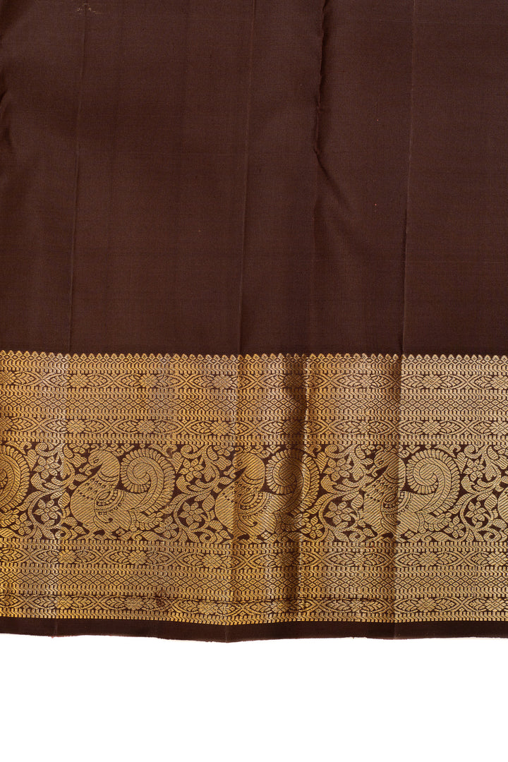 Pink and brown traditional pure Kanchipuram silk saree