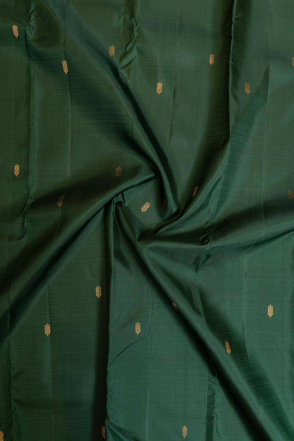 Bottle green and orange pure Kanchipuram silk saree
