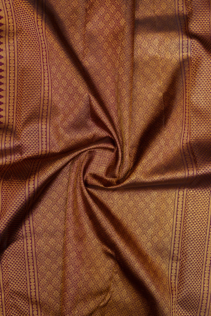 Purple zari checks pure Kanchipuram silk saree