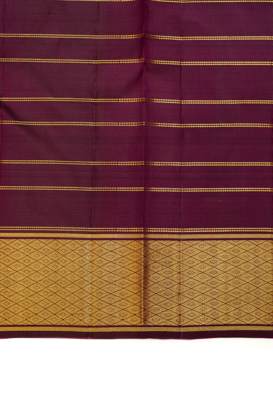 Purple zari checks pure Kanchipuram silk saree