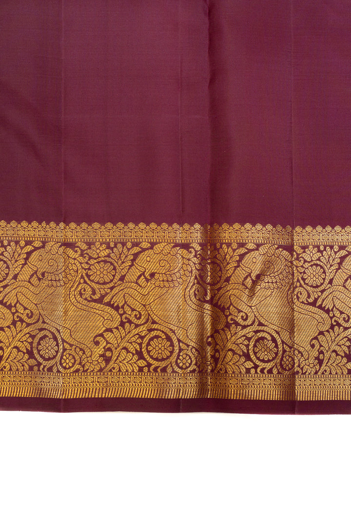 Purple zari checks pure Kanchipuram silk saree