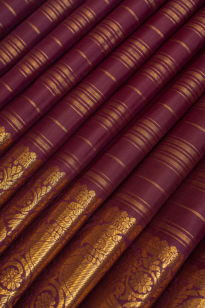Purple zari checks pure Kanchipuram silk saree