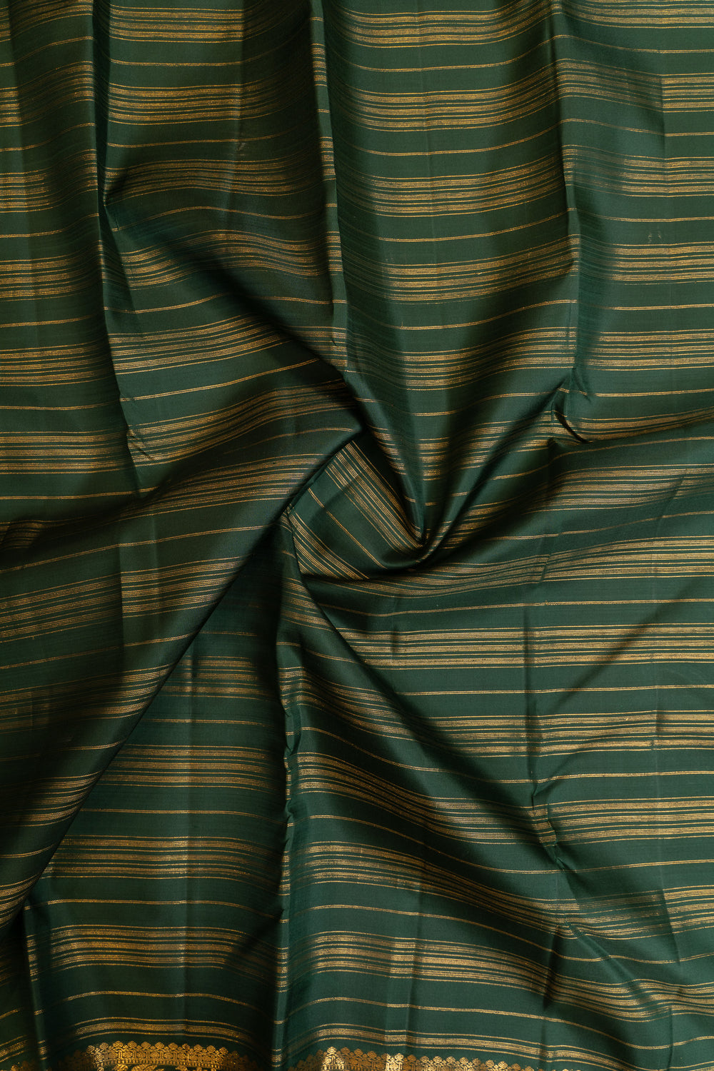 Bottle green zari stripes pure Kanchipuram silk saree