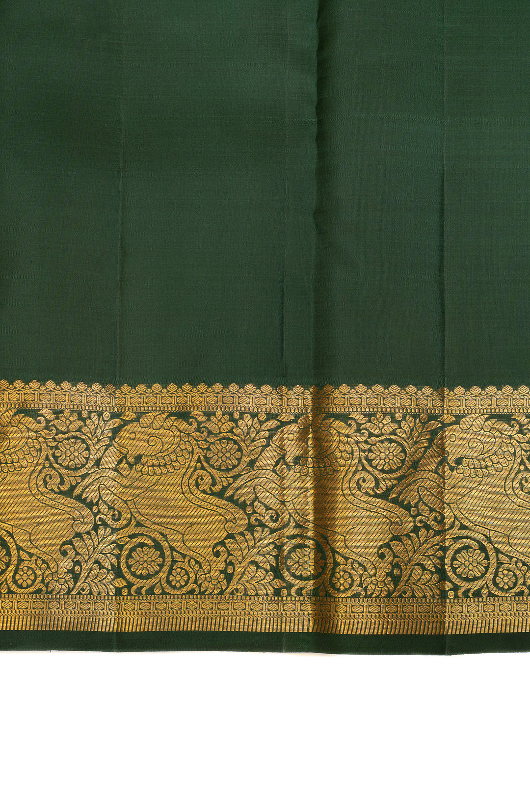 Bottle green zari stripes pure Kanchipuram silk saree