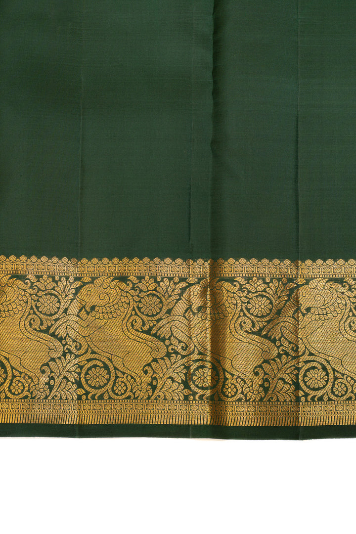 Bottle green zari stripes pure Kanchipuram silk saree