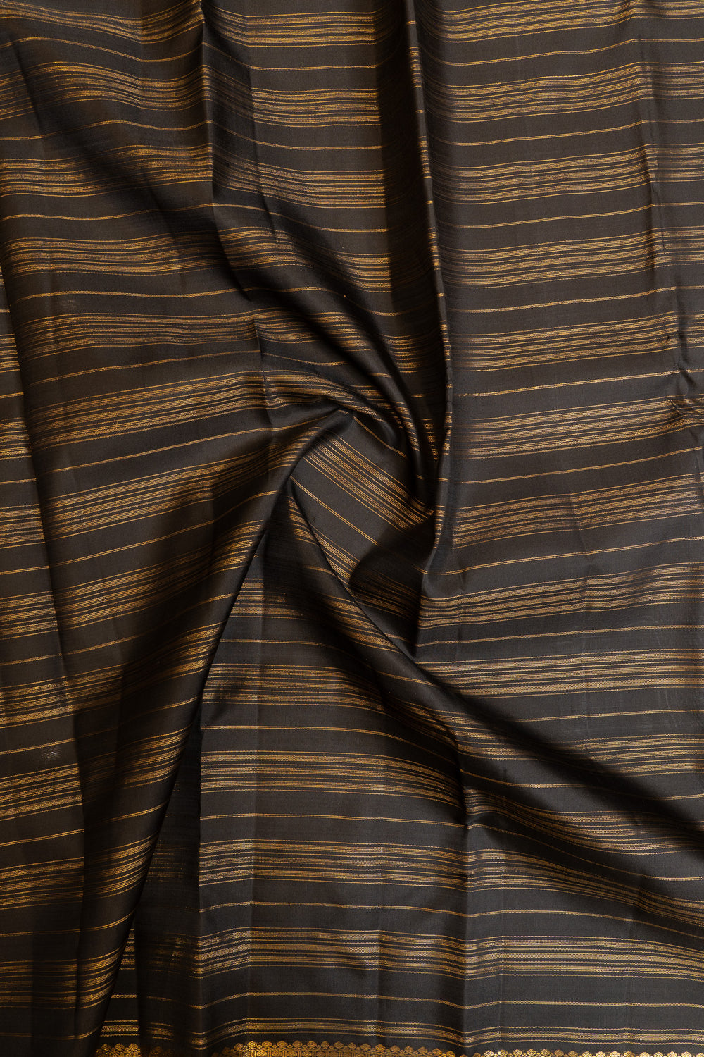Black and gold stripes pure Kanchipuram silk saree