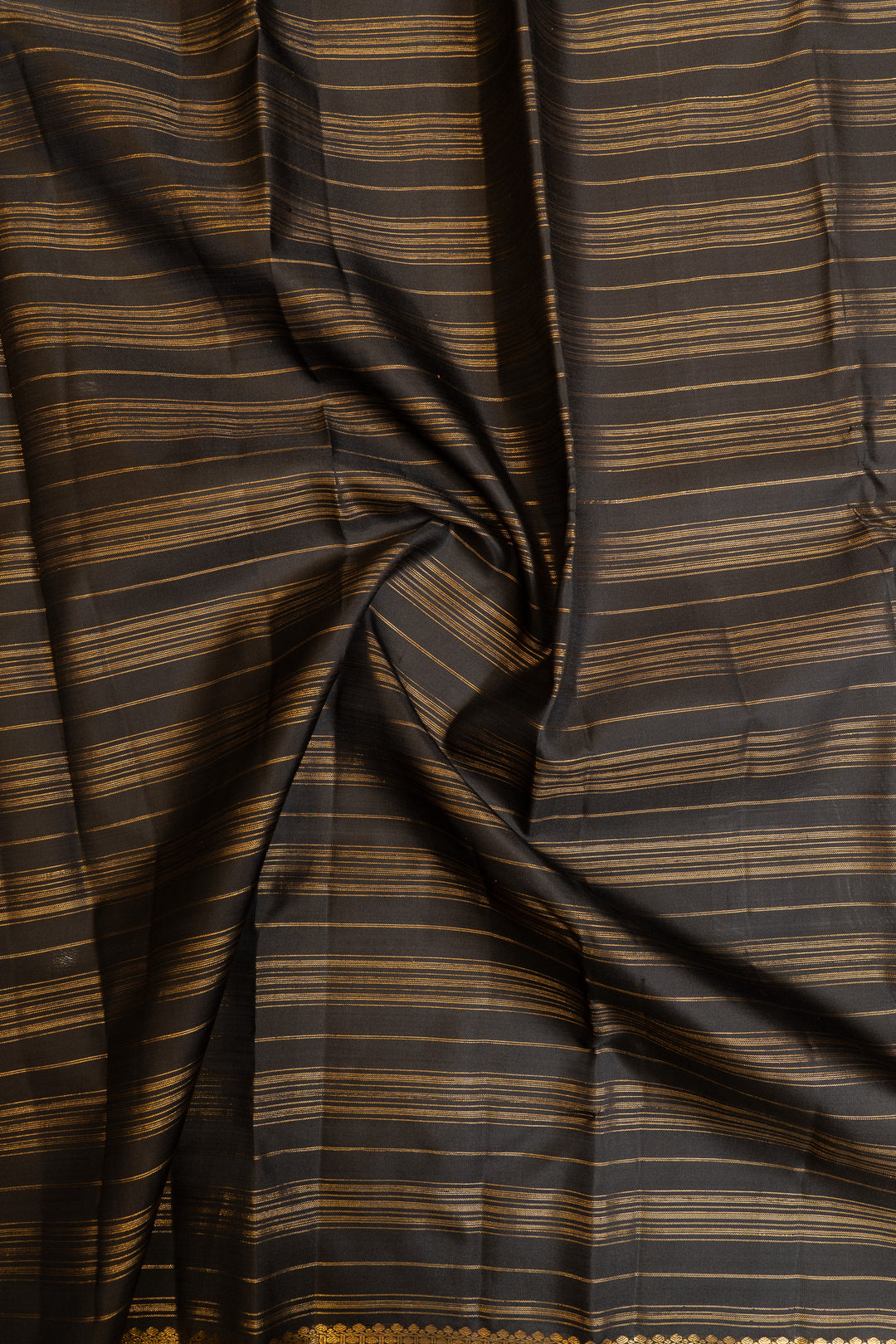 Black and gold stripes pure Kanchipuram silk saree