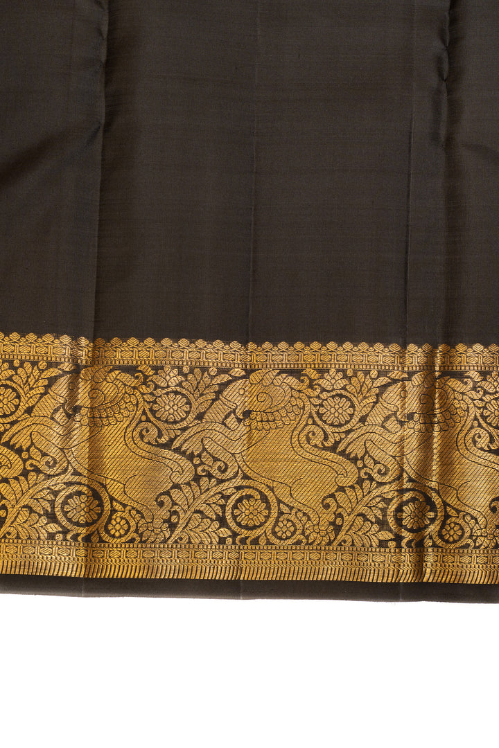 Black and gold stripes pure Kanchipuram silk saree