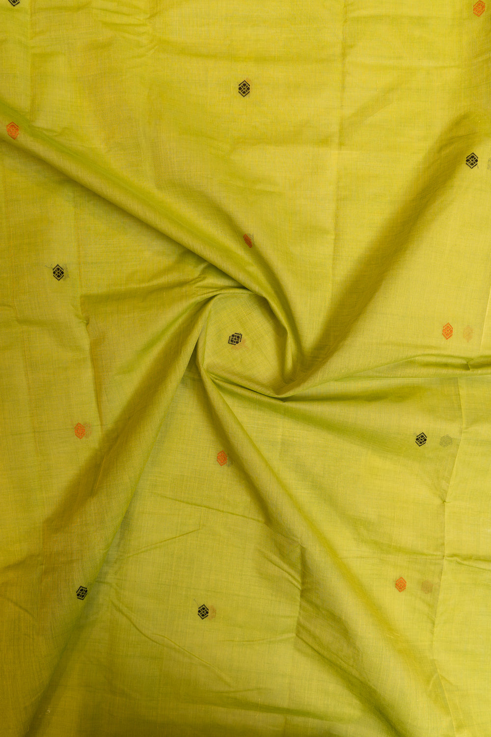 Lime green threadwork pure handloom cotton saree