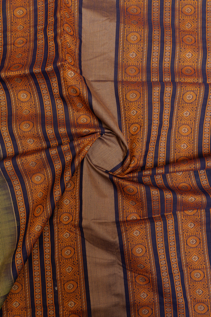 Mehendi green threadwork pure handloom cotton saree